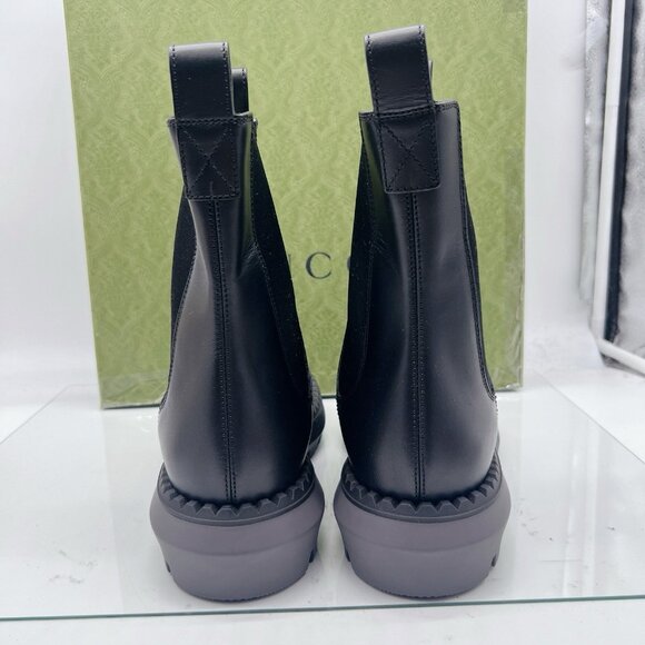 Gucci Chelsea Leather Interlocking GG Ankle Boots Black Men’s UK 7.5 US 8 - Picture 8 of 14